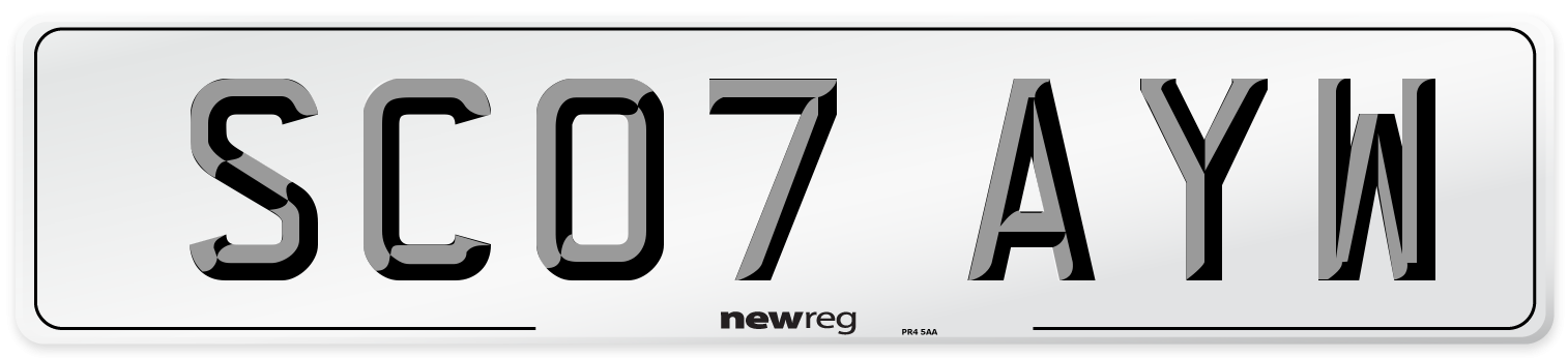 SC07 AYW Number Plate from New Reg